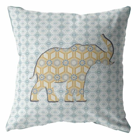 HOMEROOTS 16 in. Elephant Indoor & Outdoor Zip Throw Pillow Yellow & Light Blue 412985